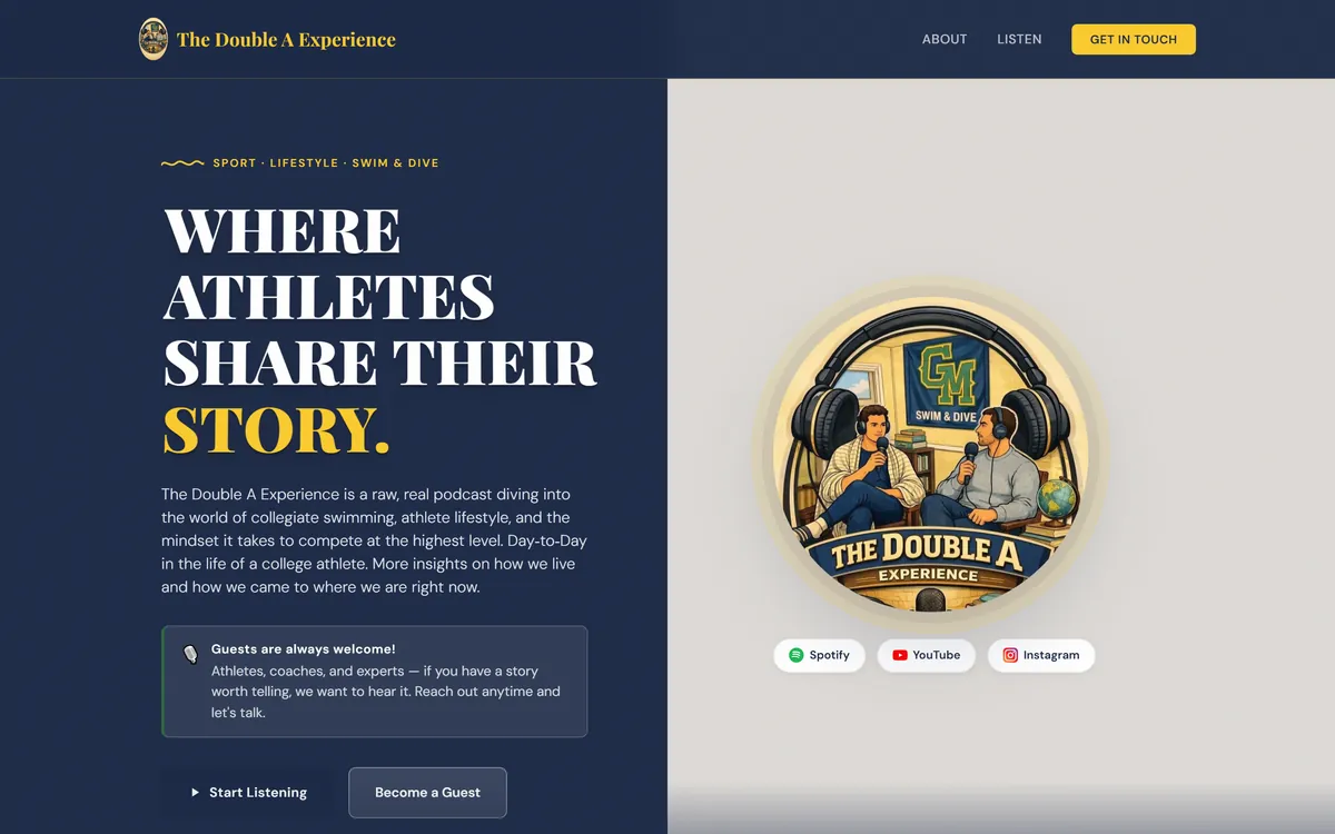 Startseite von The Double A Experience auf dem Desktop